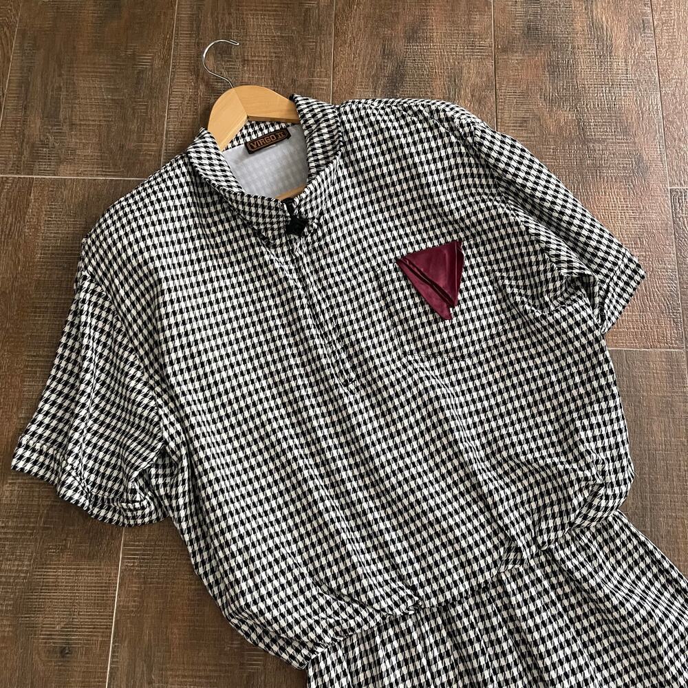 Virgo III VTG 70's Retro Gingham Checkered Short Sleeves Women's Dress 10 - Picture 5 of 9